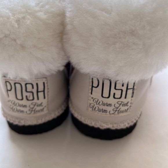 POSH  Slippers Size 6 Dusty Rose Pink Suede Lined in Sheepskin Fluffy Warm NWOT - Picture 3 of 8